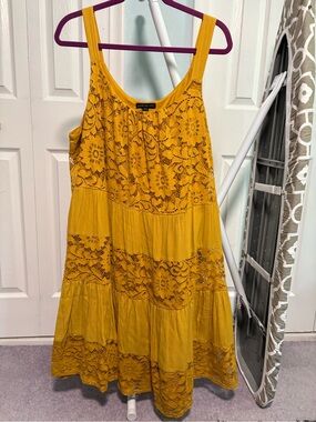 Lane Bryant Mustard Yellow Lace Tiered Sundress Size 22/24